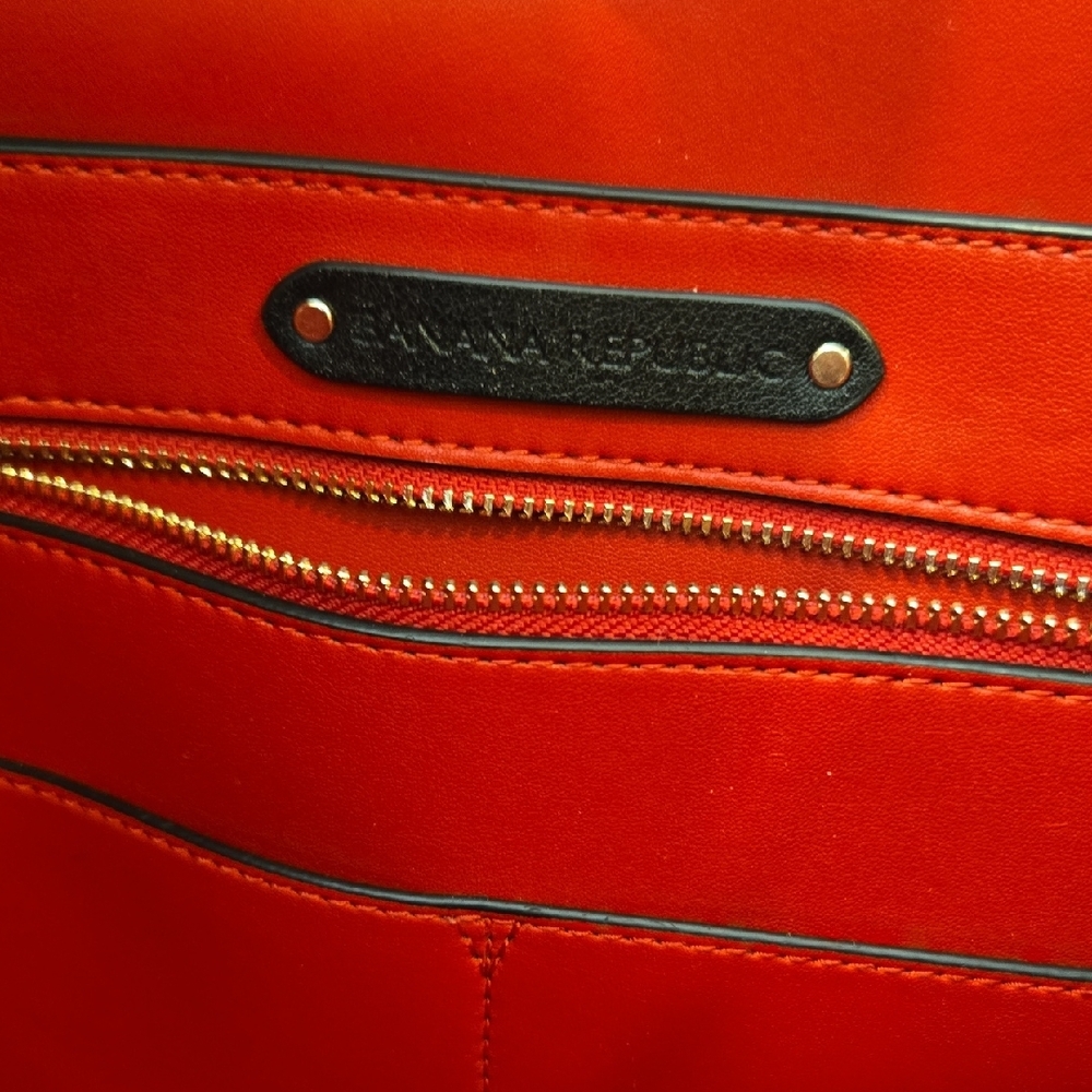 Banana Republic Black Leather Tote Laptop Work Ba… - image 5